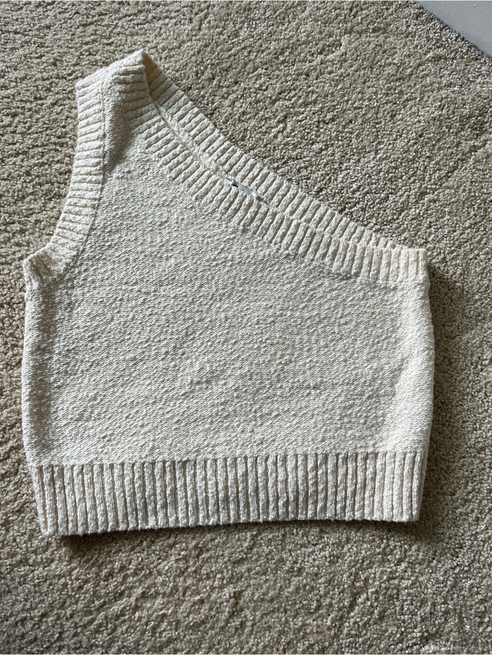 Madewell One-Shoulder Cream Knit Sweater Tank